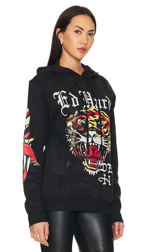 Shop Ed Hardy Tiger Dagger Hoodie In Black