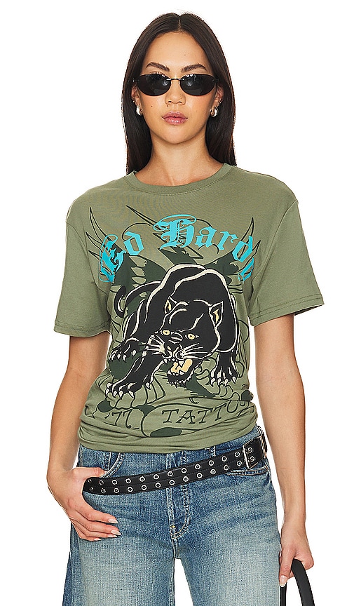 Shop Ed Hardy Crouching Panther Tee In Olive