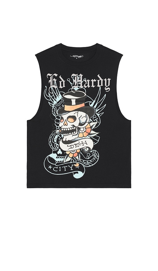 Skull Tophat Cutoff Tee in . - size L (also in M, S, XL/1X) - Ed Hardy - Modalova