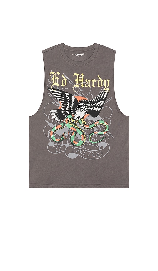 Eagle Snake Cutoff Tee in Grey. - size L (also in M, S, XL/1X) - Ed Hardy - Modalova