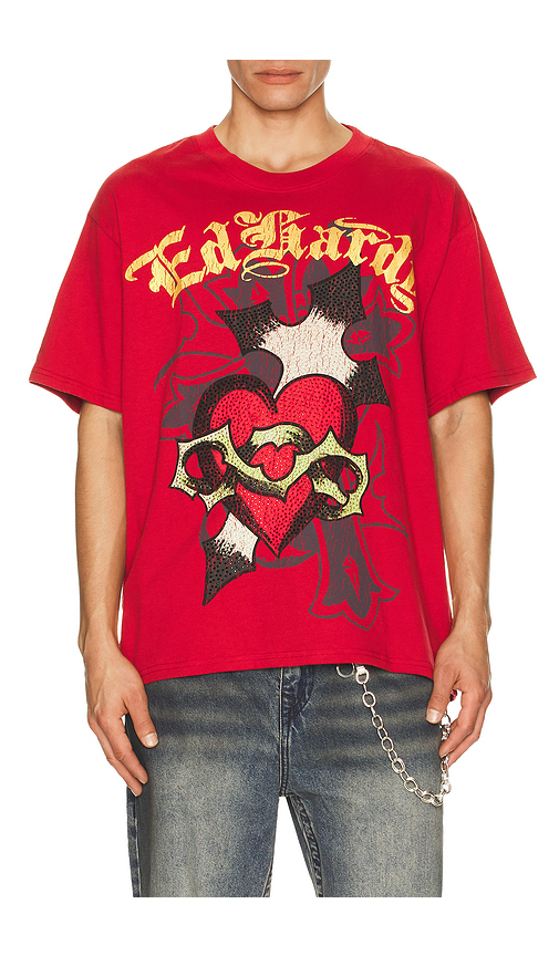 Ed Hardy Heart Boxy Tee In Red