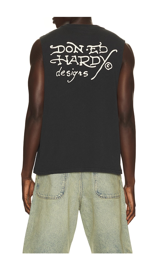 Ed Hardy Wolves Cut Off Tee In Charcoal. Size S. Also In M, L, Xl/1x. 