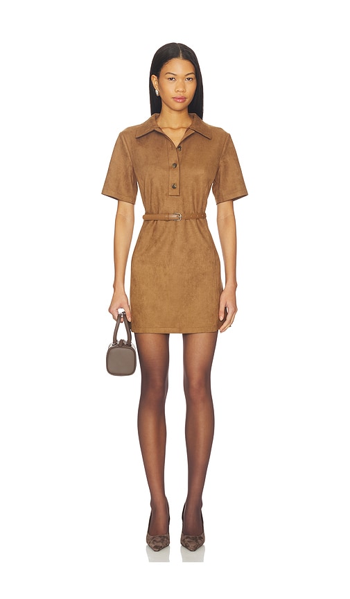 Elodie the Label Ace Vegan Suede Mini Dress in Camel | REVOLVE