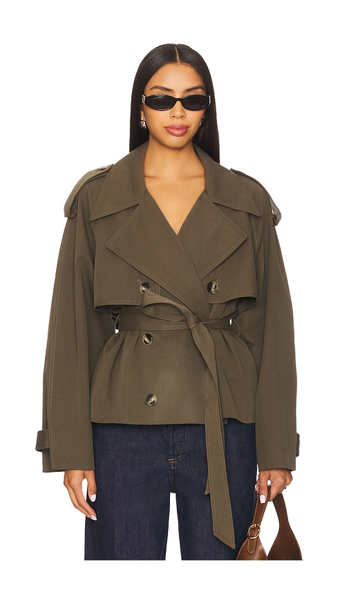 Elodie The Label Elodie Eleanor Cropped Trench Coat In Green