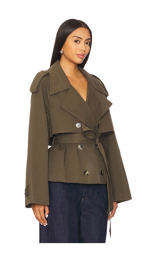 Elodie The Label Elodie Eleanor Cropped Trench Coat In Green