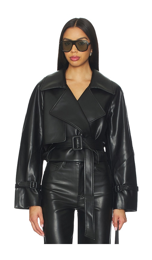 Elodie The Label Elodie Charles Vegan Leather Crop Jacket In Black