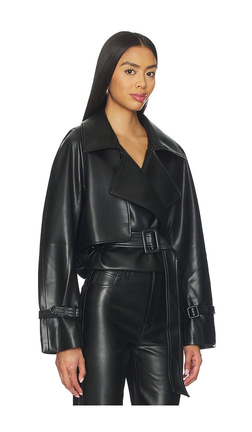 Elodie The Label Elodie Charles Vegan Leather Crop Jacket In Black