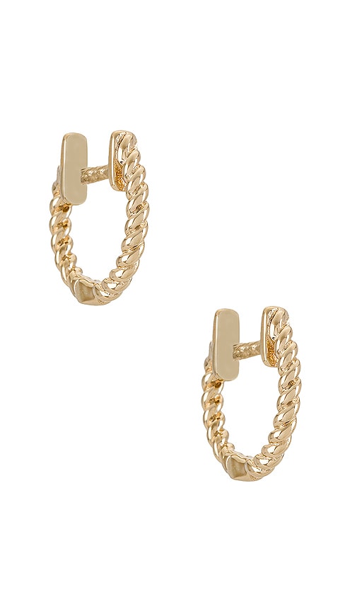 EF COLLECTION Gold Twist Mini Huggie Earrings in Gold | REVOLVE