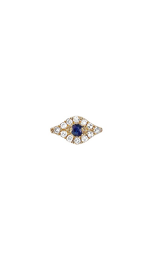 EF COLLECTION Mini Diamond Evil Eye Stud Earring in Gold
