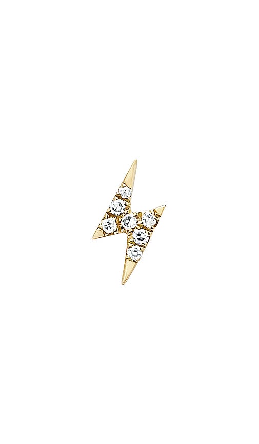 EF COLLECTION Mini Diamond Lightning Bolt Stud Earring in Gold
