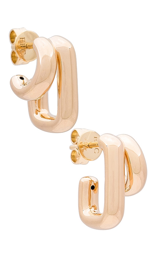 Shop Ef Collection Double Gold Jumbo Huggie Earrings In Yellow