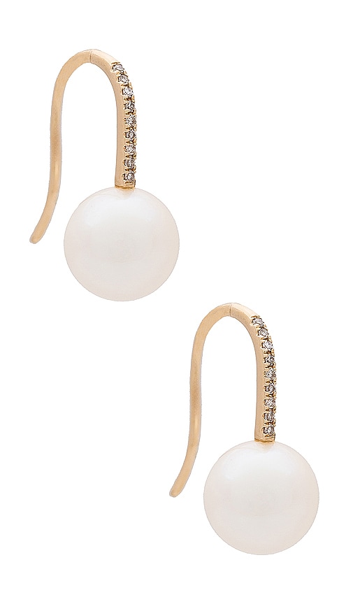 Ef Collection Pearl Ball Drop Earrings In 黄色