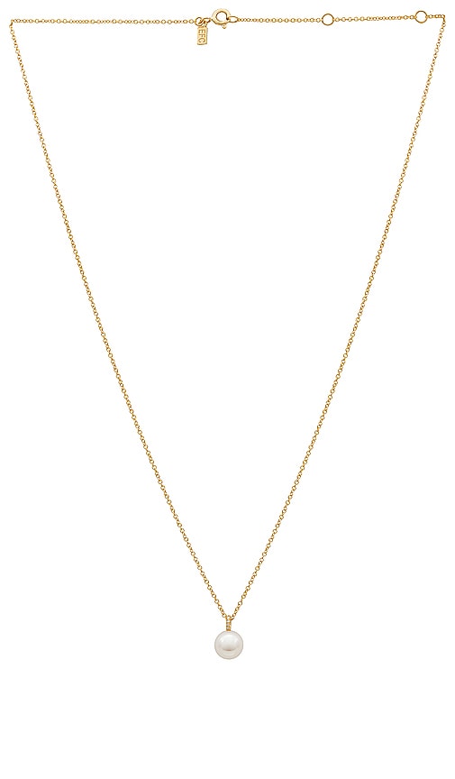 Pearl Ball Drop Necklace in Metallic Gold.