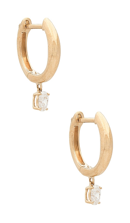 EF COLLECTION Diamond Oval Drop Gold Dome Huggie Earring in Yellow
