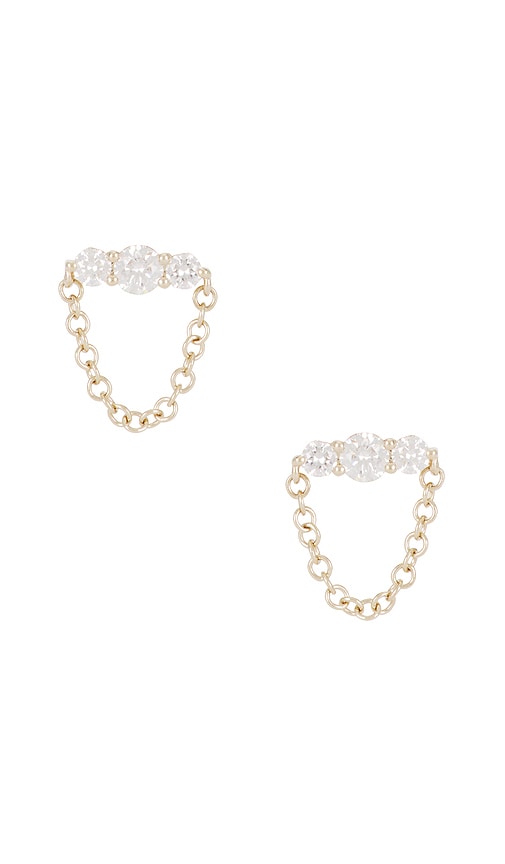 Shop Ef Collection Graduated Diamond Bar Chain Stud Earring In 옐로우 골드