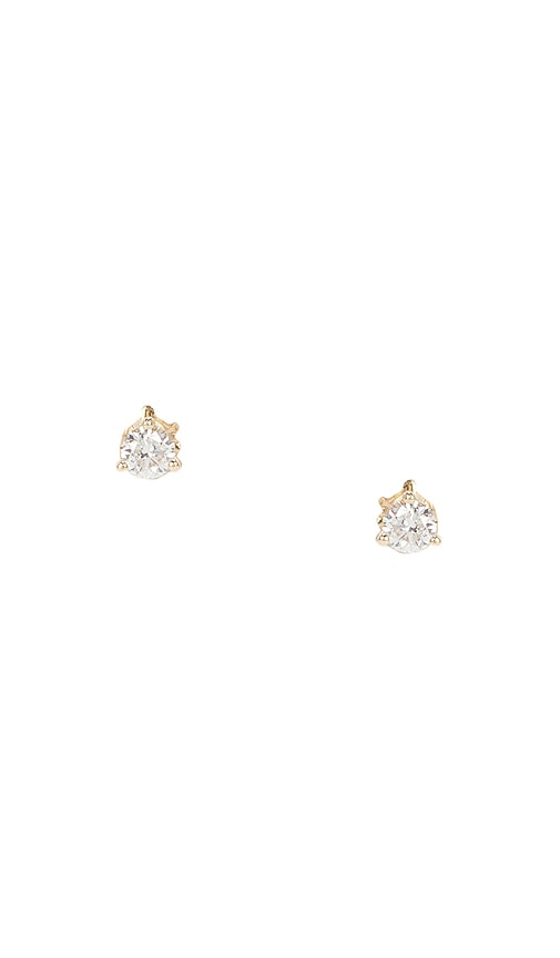 Solitaire Diamond Stud Earring in Metallic Gold.