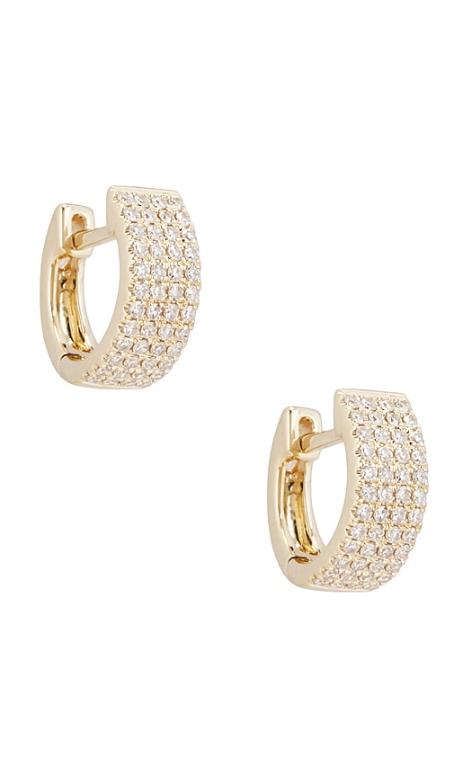 Diamond Jumbo Huggie Earrings in Metallic Gold.