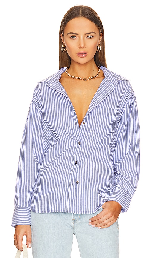 ETICA Mallory Pleat Sleeve Shirt in Blue