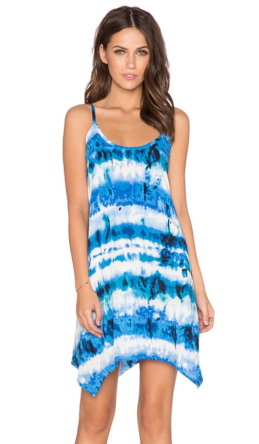 blue and white tie dye dress
