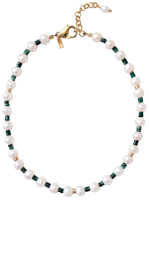 Eliou Fern Necklace in Pearl & Green