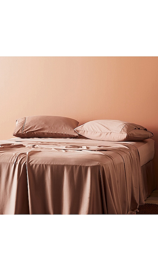  Ettitude King Sateen Solid Sheet Set In Brown. 