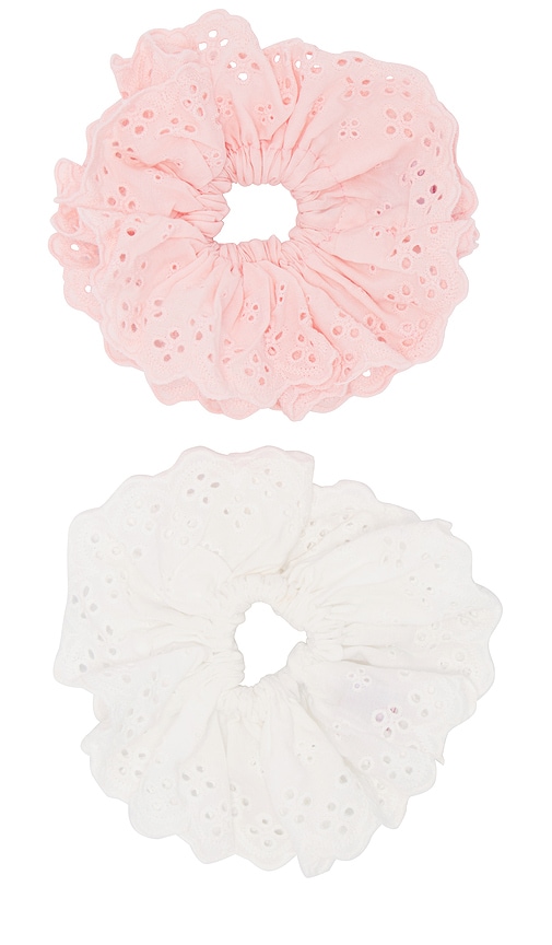 Shop Emi Jay Eyelet Scrunchie Set In White