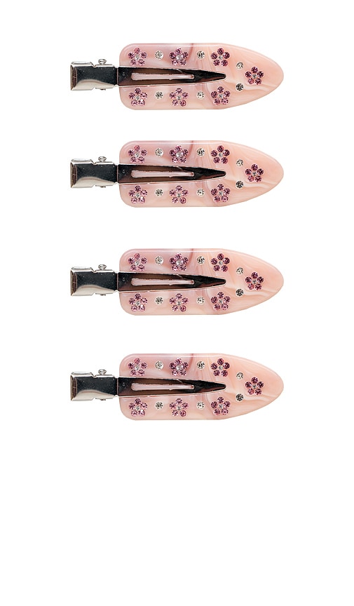 Popstar Clip Set Of 4 in Strawberry Crepe