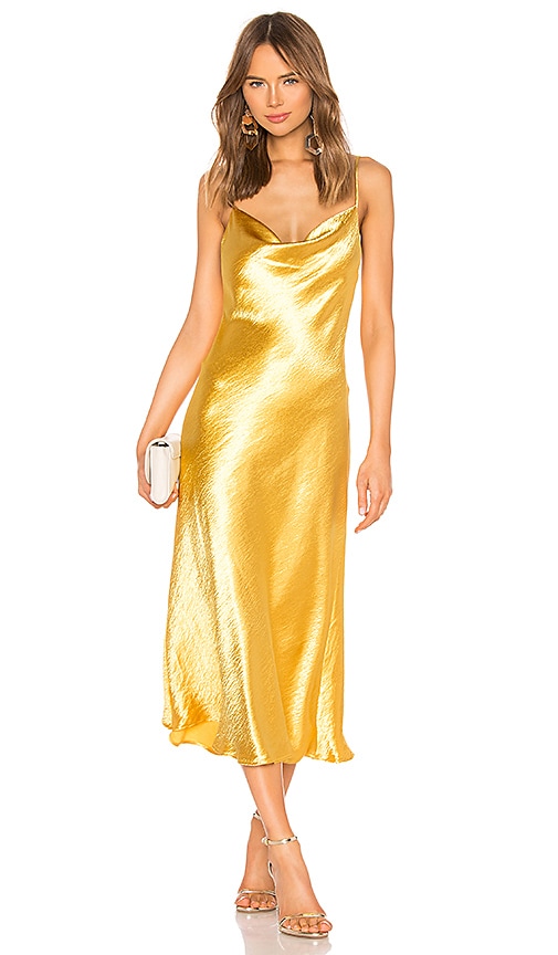 long gold slip dress