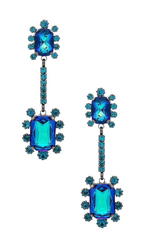 Elizabeth Cole Gaia Linear Crystal Dangle Earrings In Blue