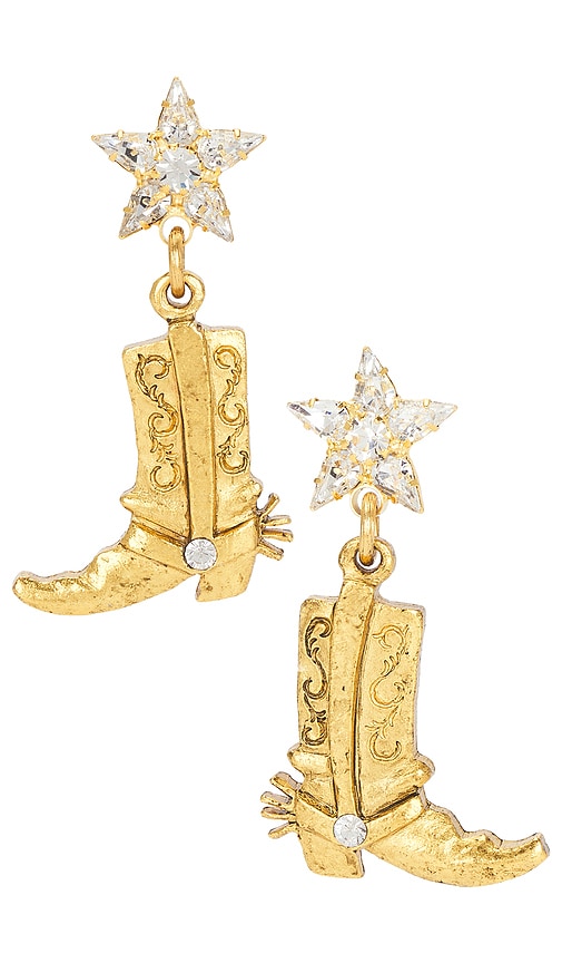These Boots Were Made For Walking Drop Earrings in Metallic Gold.