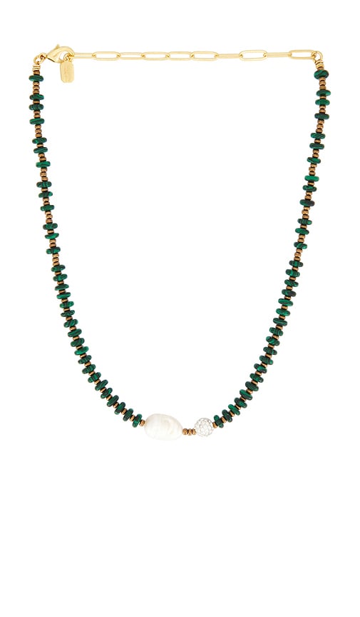 Elizabeth Cole Alona Beaded Pearl Necklace In Green