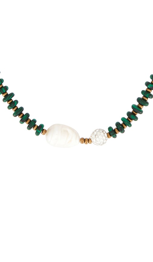 Elizabeth Cole Alona Beaded Pearl Necklace In Green