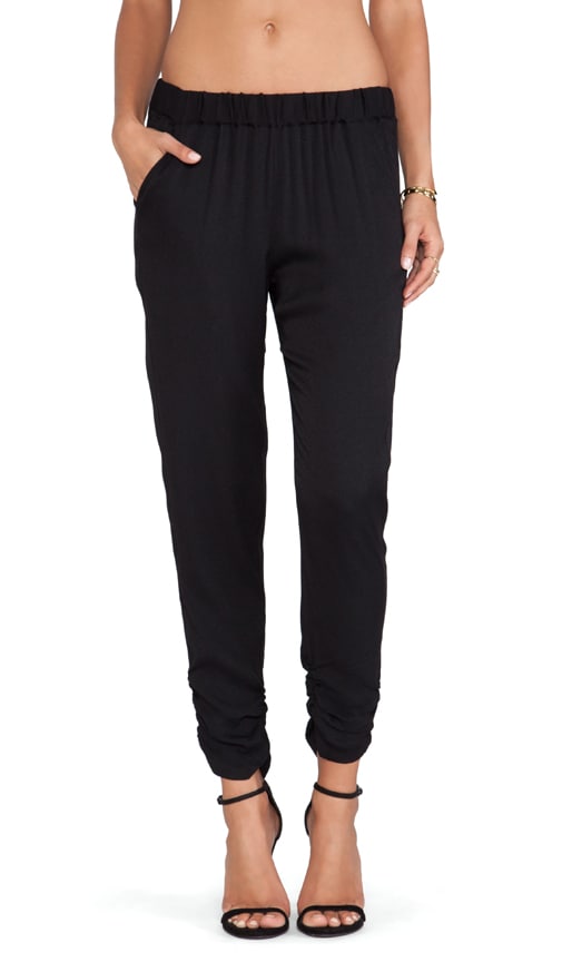 Ruched Ankle Pant - Black