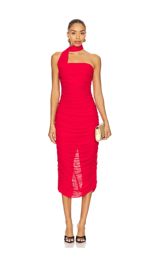 Darya Midi Dress in Red. - size XS (also in L, M, S, XL)