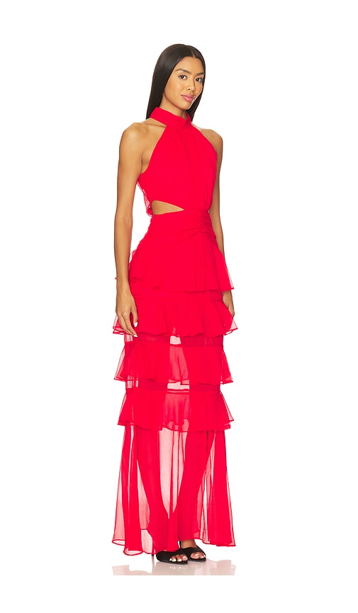 Elliatt Lilja Halter Neck Maxi Dress In Red