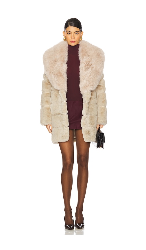 ELLIATT Keystone Faux Fur Coat in Beige