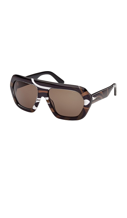  Emilio Pucci Geometric Sunglasses In Brown. 