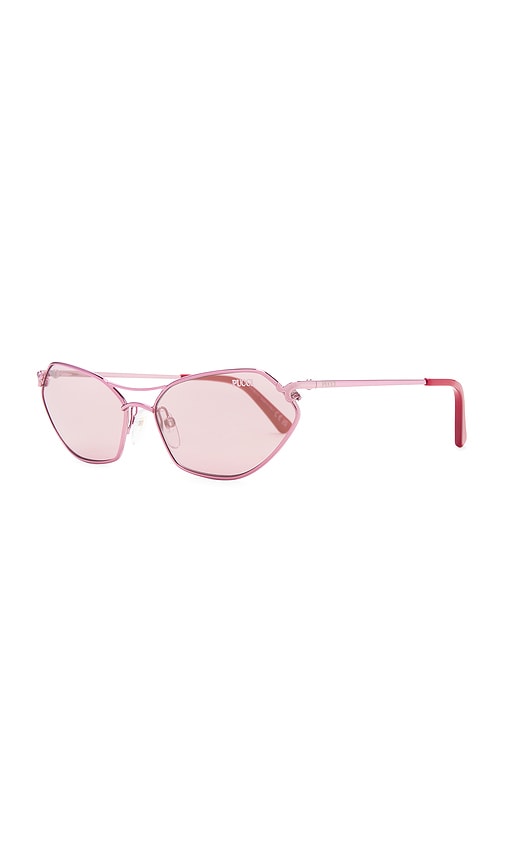 Shop Emilio Pucci Oval Sunglasses In Shiny Pink & Bordeaux Mirror