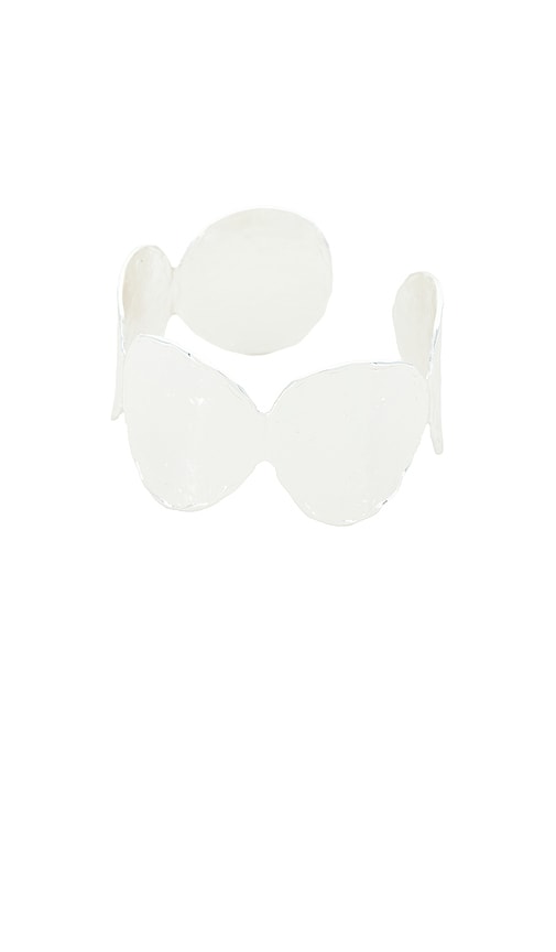EMMA PILLS Sunset Hour Arm Cuff in Metallic Silver.
