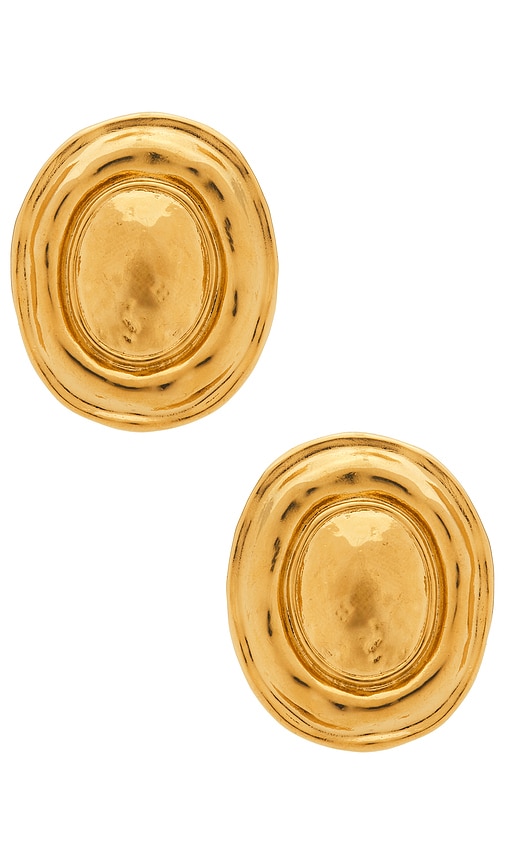 EMMA PILLS Hot in Here Earrings in Metallic Gold.