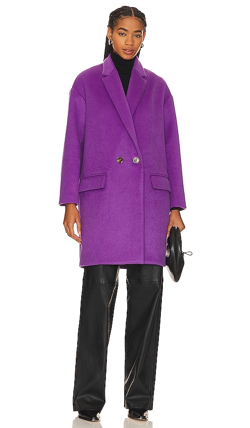 Shop Ena Pelly Oversized Wool Coat In Purple