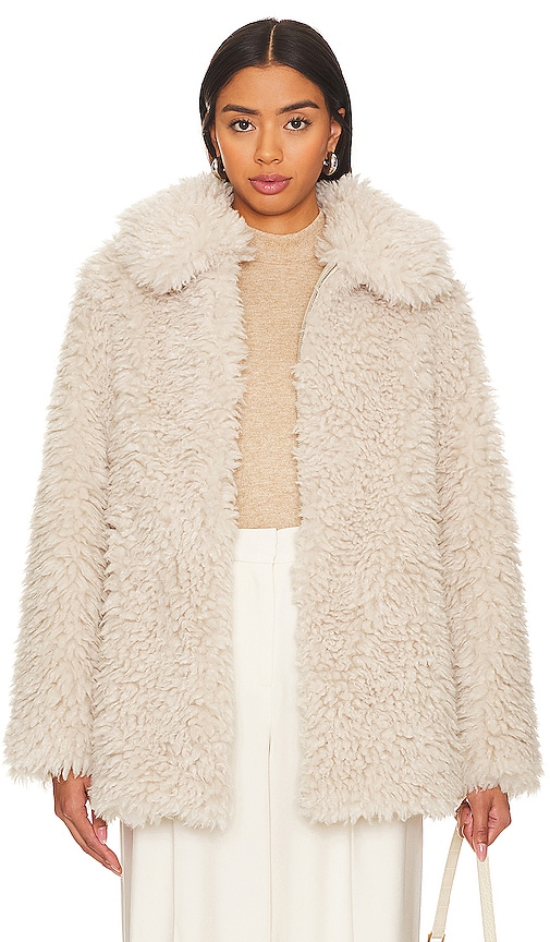 Ena Pelly Bridgette Faux Fur Jacket in Bone