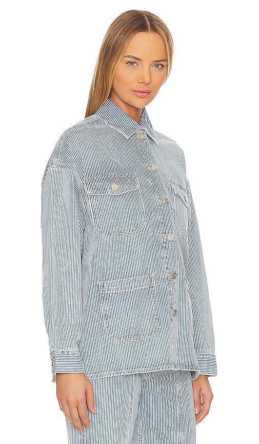 Shop Ena Pelly Diana Denim Shacket In Blue