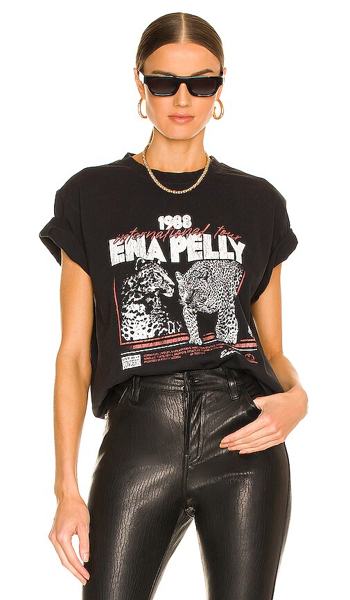 Ena Pelly 1988 Cheetah Tour Tee in Washed Black