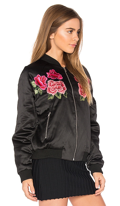 Endless Rose Floral Embroidered Bomber in Black | REVOLVE