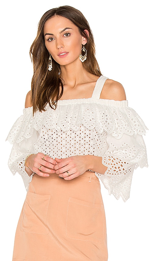 Endless Rose Cold Shoulder Top With Tiered Sleeves White Modesens 