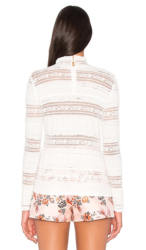 ENDLESS ROSE MOCK NECK TEXTURED LACE TOP, WHITE ModeSens