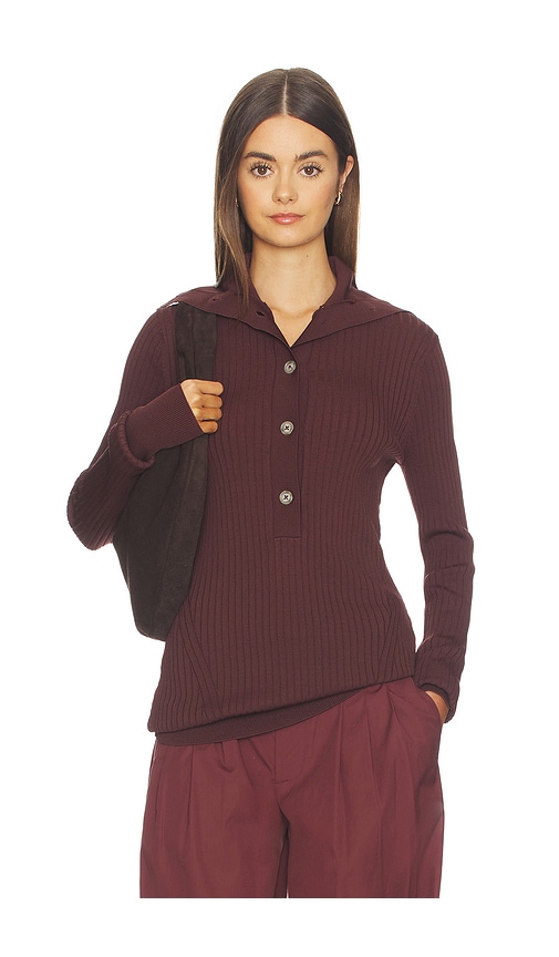 Entire Studios High Neck Henley Top in Umber | REVOLVE