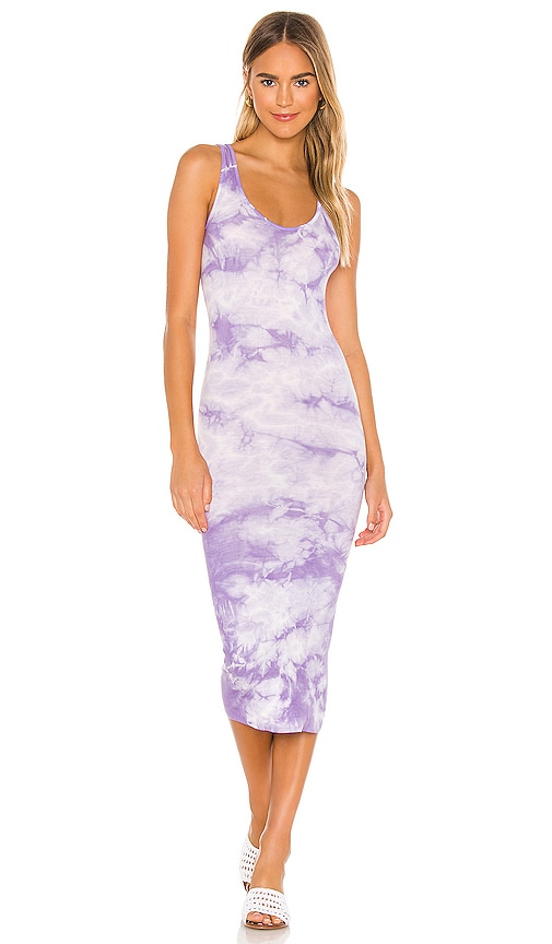 Enza Costa Rib Tank Midi Dress in Lavender Ionic