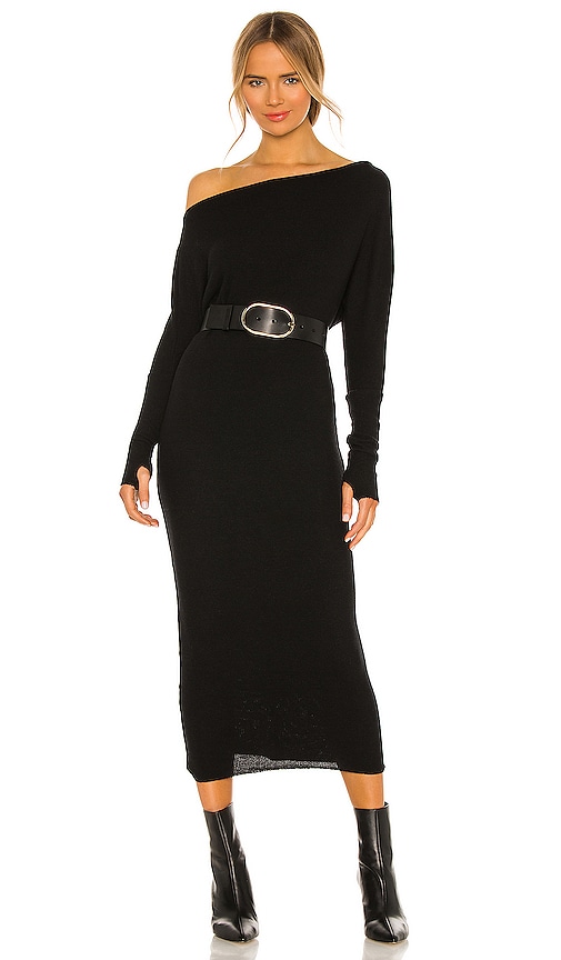 Enza Costa Sweater Knit Slouch Dress in Black | REVOLVE